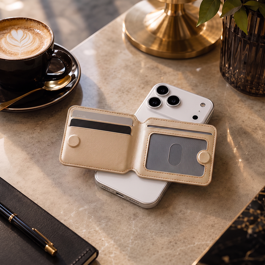 MagSafe Uyumlu Katlanabilir Cüzdan ve Kartlık Gold