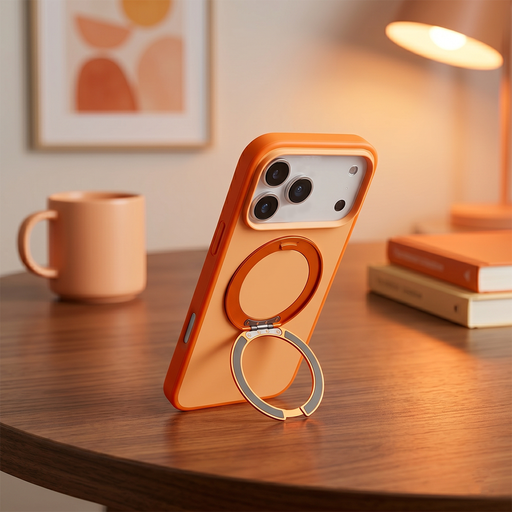 Apple iPhone 17 Pro Magsafe Premium Standlı Fonksiyonel Telefon Kılıfı Turuncu