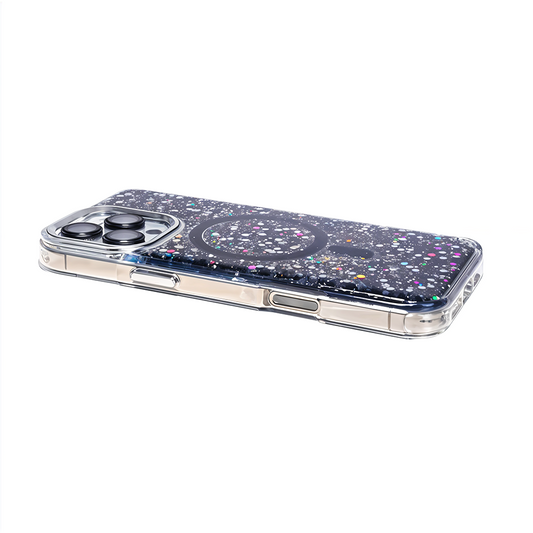 iPhone 15 Pro Max Simli Dolgulu Magsafe Telefon Kılıfı Siyah