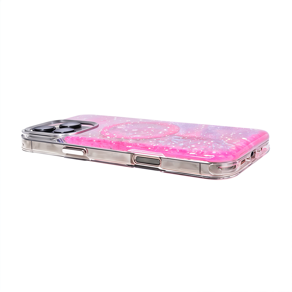 iPhone 14 Pro Max Simli Dolgulu Magsafe Telefon Kılıfı Pembe