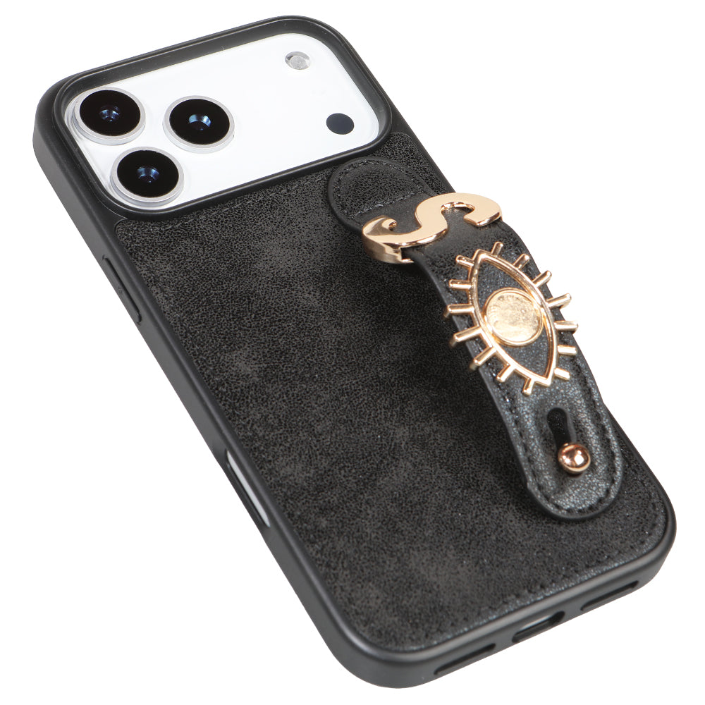 iPhone 17 Pro Kişiye Özel Harfli Deri Telefon Kılıfı Siyah