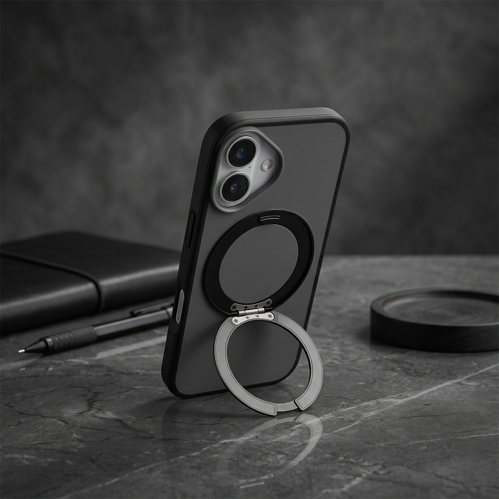 Apple iPhone 16 Magsafe Premium Standlı Fonksiyonel Telefon Kılıfı Füme