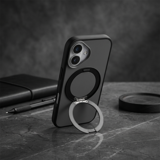 Apple iPhone 17 Magsafe Premium Standlı Fonksiyonel Telefon Kılıfı Füme