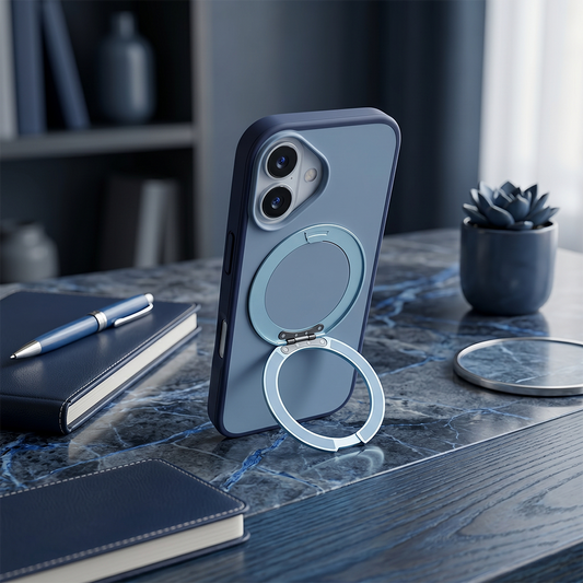 Apple iPhone 17 Magsafe Premium Standlı Fonksiyonel Telefon Kılıfı Mavi