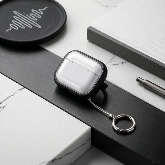 Apple Airpods Uyumlu Stand Özellikli Şeffaf Kulaklık Kılıfı Siyah