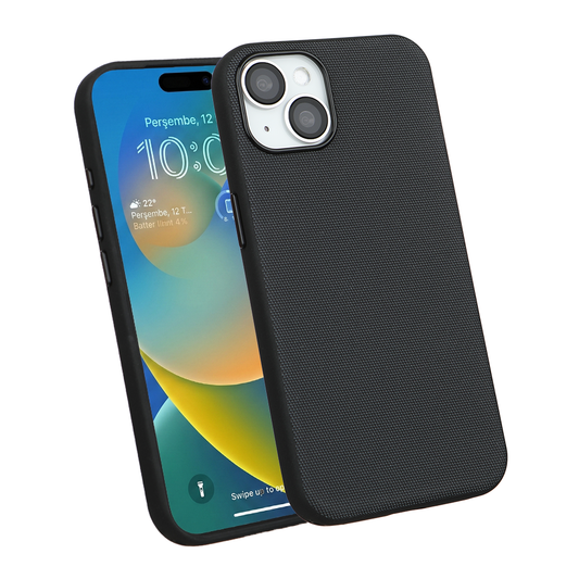 iPhone 14 Gizli Magsafeli Mikro Kabartma Premium Telefon Kılıfı - Siyah