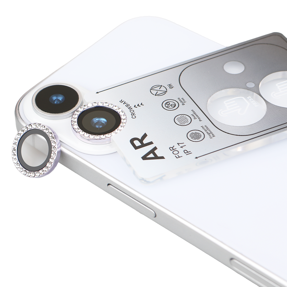 iPhone 17 Kamera Koruyucu Diamond Taşlı Purple