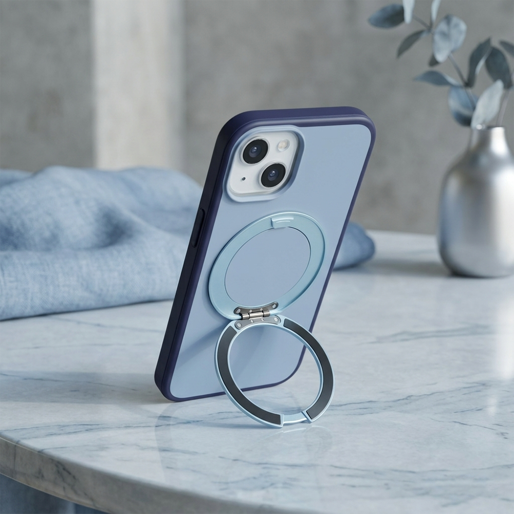 Apple iPhone 13 Magsafe Premium Standlı Fonksiyonel Telefon Kılıfı Mavi