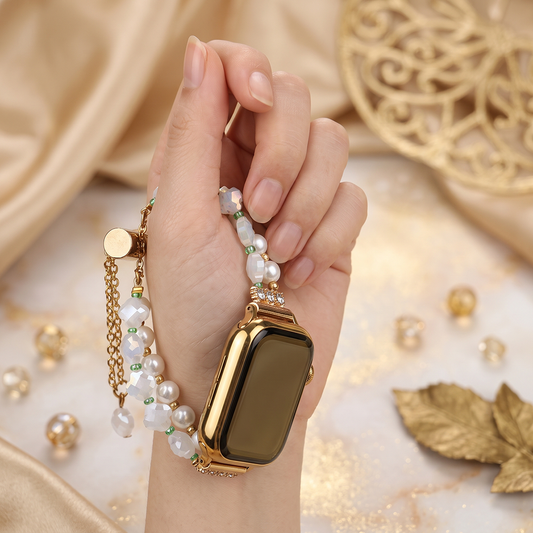 Apple Watch Saat Yeşil Taşlı Tasarımlı Şık Kordon