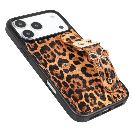 iPhone 17 Pro Max Kişiye Özel Harfli Deri Telefon Kılıfı Leopar