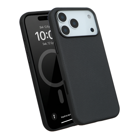iPhone 17 Pro Gizli Magsafeli Mikro Kabartma Premium Telefon Kılıfı - Siyah