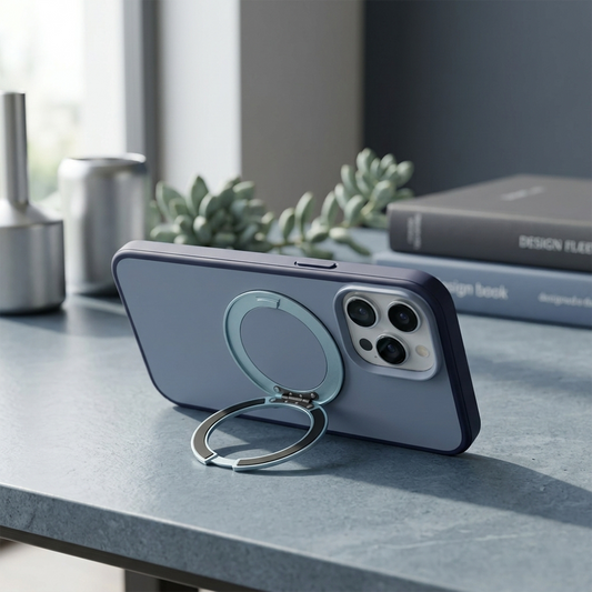 Apple iPhone 15 Pro Max Magsafe Premium Standlı Fonksiyonel Telefon Kılıfı Mavi