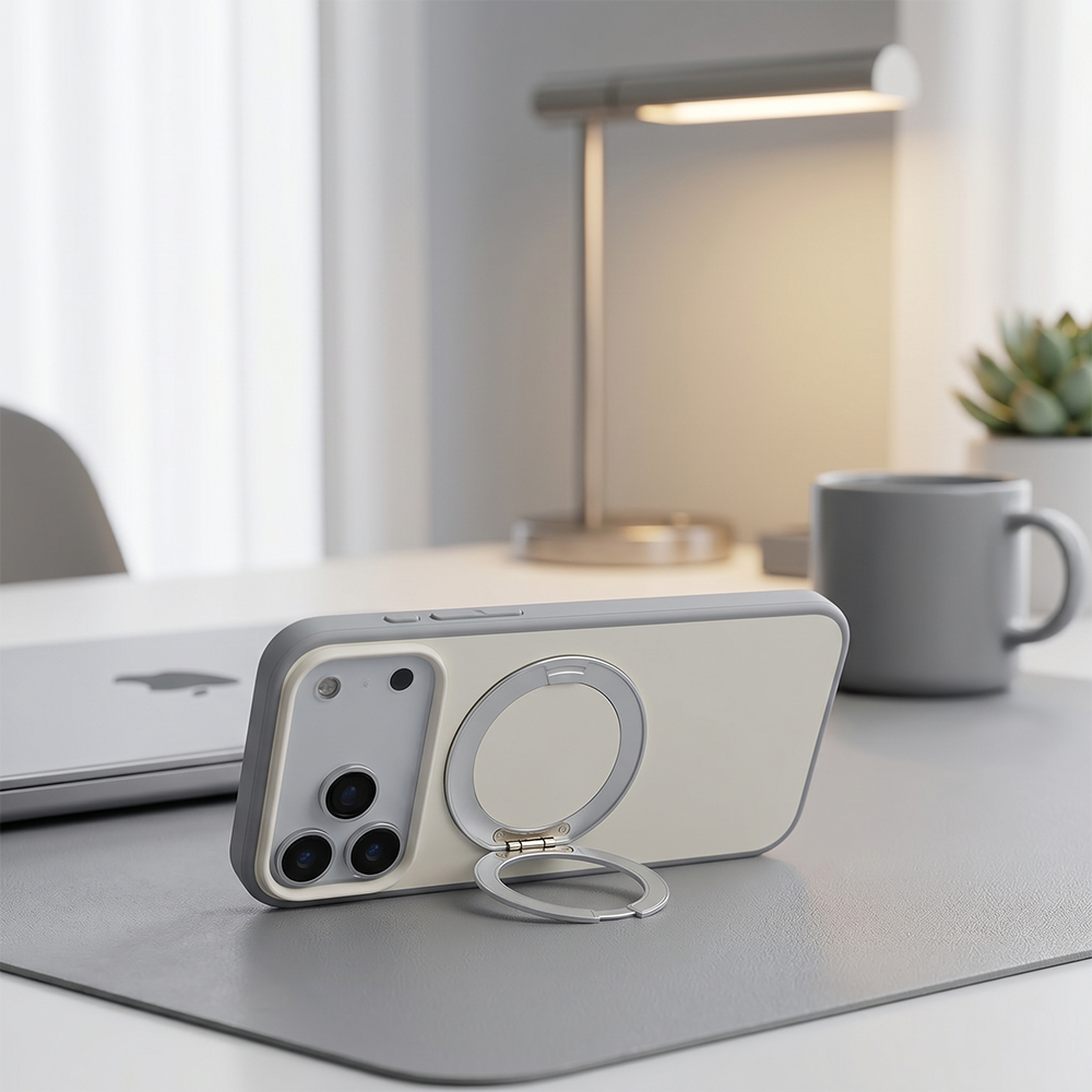 Apple iPhone 17 Pro Magsafe Premium Standlı Fonksiyonel Telefon Kılıfı Beyaz