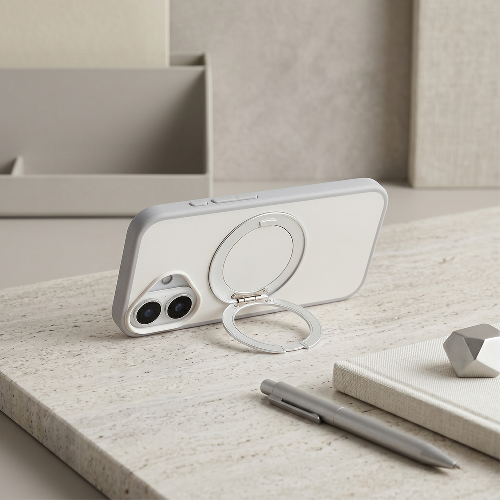 Apple iPhone 16 Magsafe Premium Standlı Fonksiyonel Telefon Kılıfı Beyaz