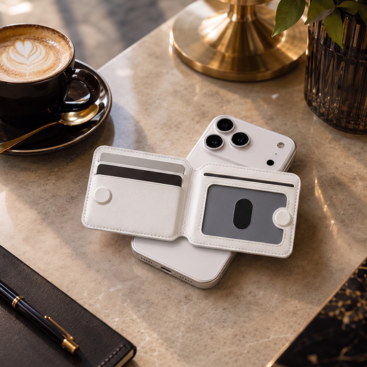 MagSafe Uyumlu Katlanabilir Cüzdan ve Kartlık Beyaz