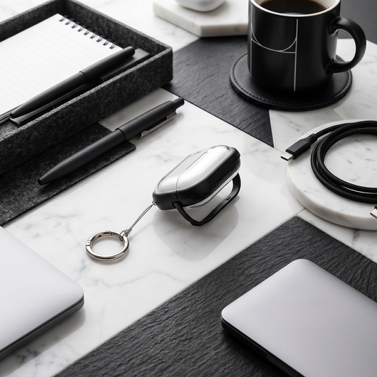 Apple Airpods Uyumlu Stand Özellikli Şeffaf Kulaklık Kılıfı Siyah