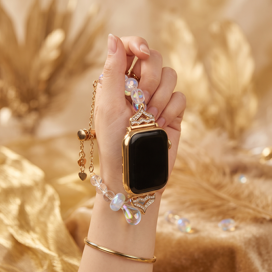 Apple Watch Saat Şeffaf Kalpli Tasarımlı Şık Kordon