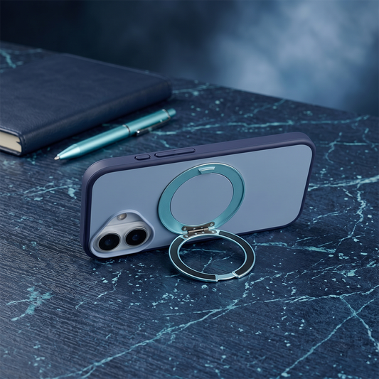 Apple iPhone 17 Magsafe Premium Standlı Fonksiyonel Telefon Kılıfı Mavi