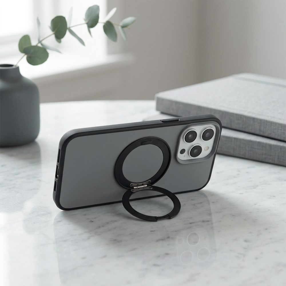 Apple iPhone 16 Pro Max Magsafe Premium Standlı Fonksiyonel Telefon Kılıfı Füme