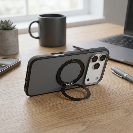 Apple iPhone 17 Pro Magsafe Premium Standlı Fonksiyonel Telefon Kılıfı Füme