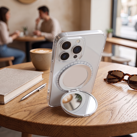 MagSafe Uyumlu Katlanabilir Aynalı Telefon Standı Gümüş