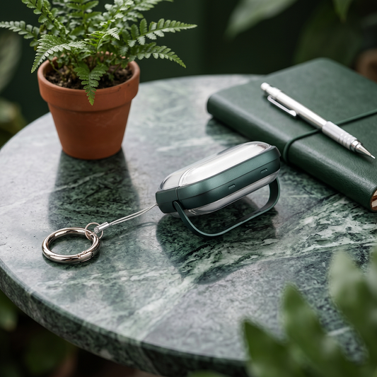 Apple Airpods Uyumlu Stand Özellikli Şeffaf Kulaklık Kılıfı Gece Yeşili