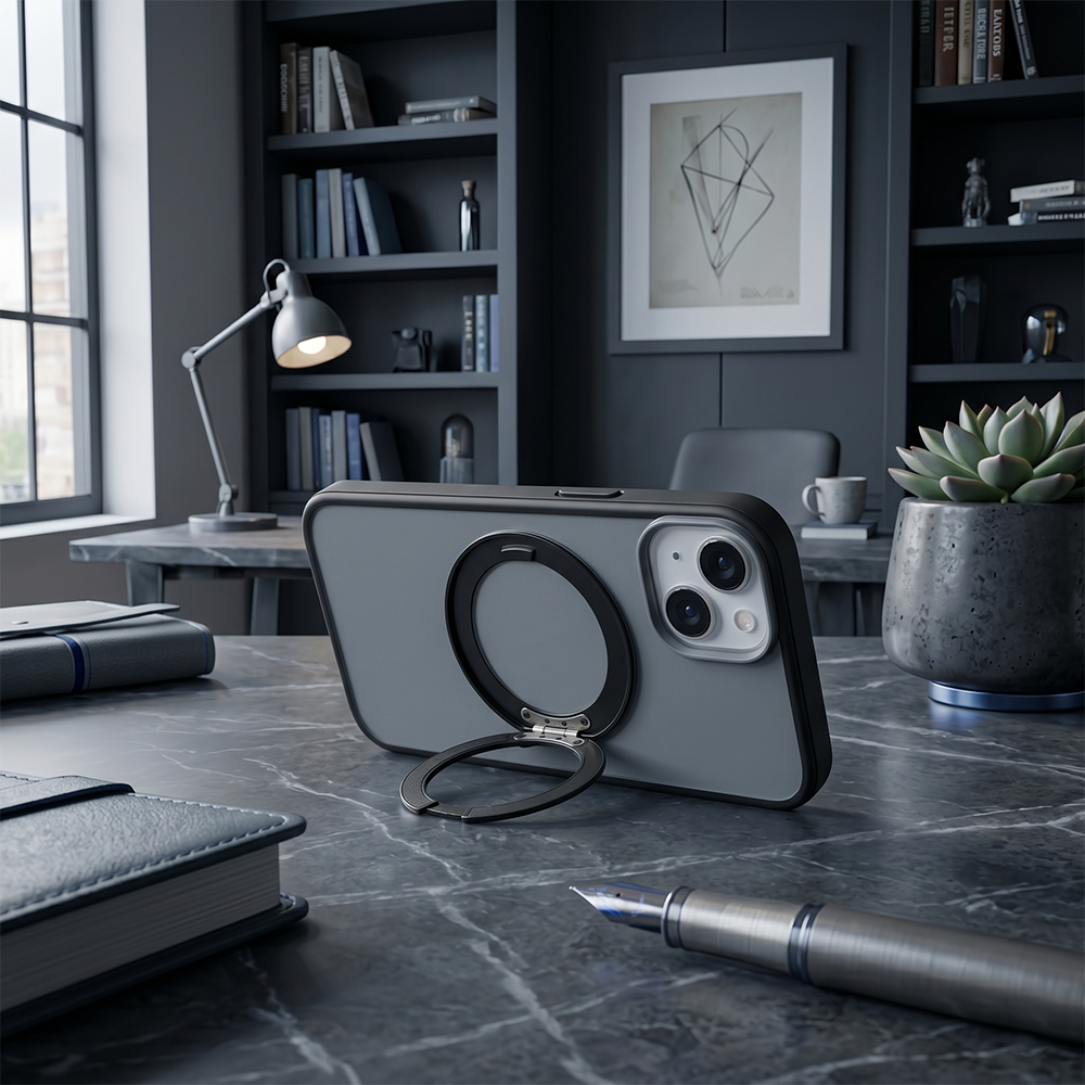 Apple iPhone 11 Magsafe Premium Standlı Fonksiyonel Telefon Kılıfı Füme