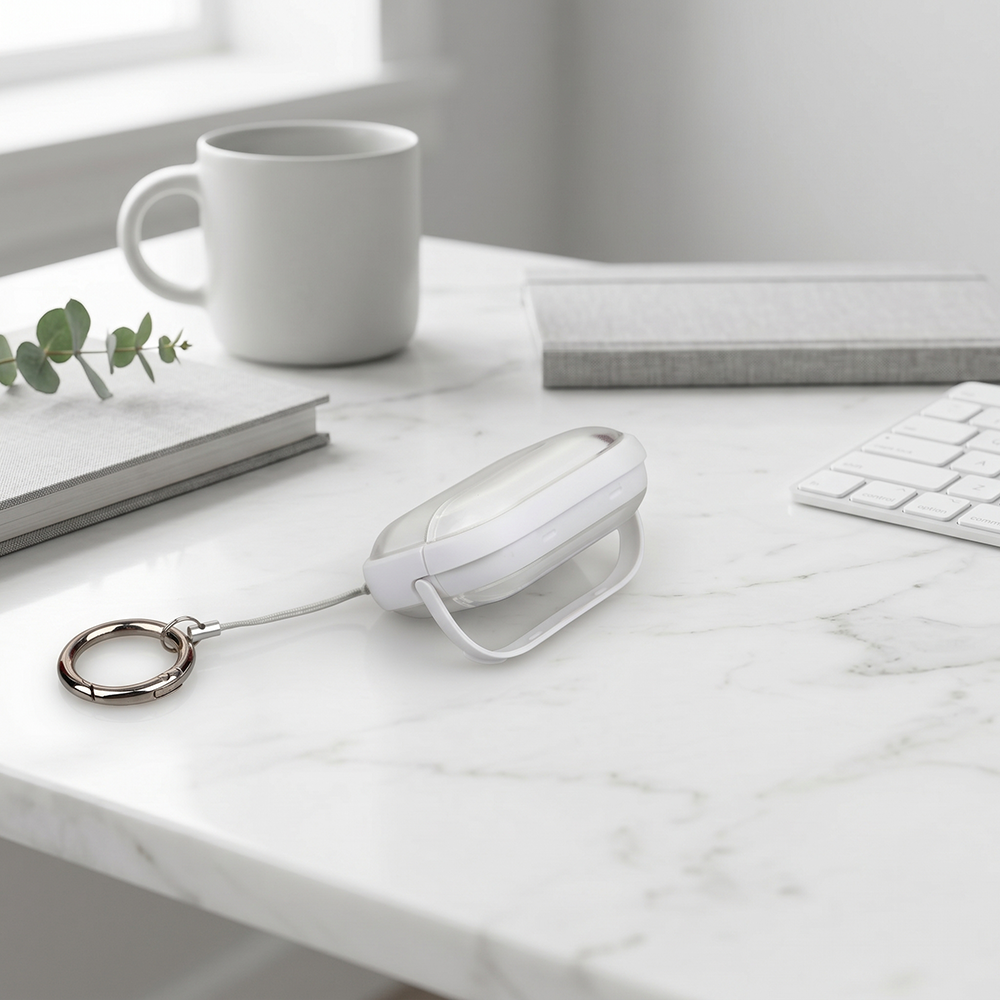 Apple Airpods Uyumlu Stand Özellikli Şeffaf Kulaklık Kılıfı Beyaz