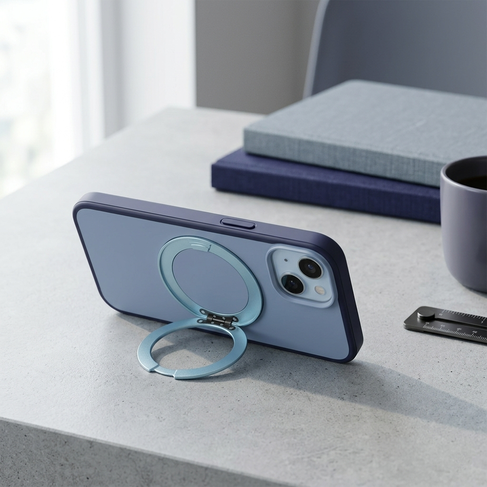 Apple iPhone 13 Magsafe Premium Standlı Fonksiyonel Telefon Kılıfı Mavi