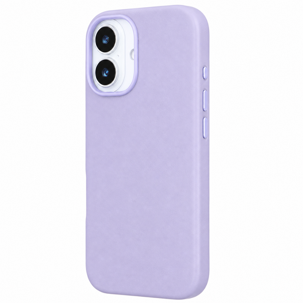 iPhone 17 Gizli Magsafeli Vegan Deri Telefon Kılıfı - Lila
