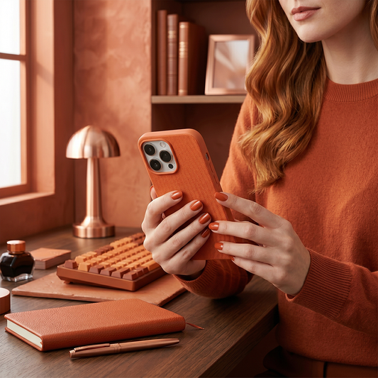 iPhone 16 Pro Gizli Magsafeli Mikro Kabartma Premium Telefon Kılıfı - Turuncu