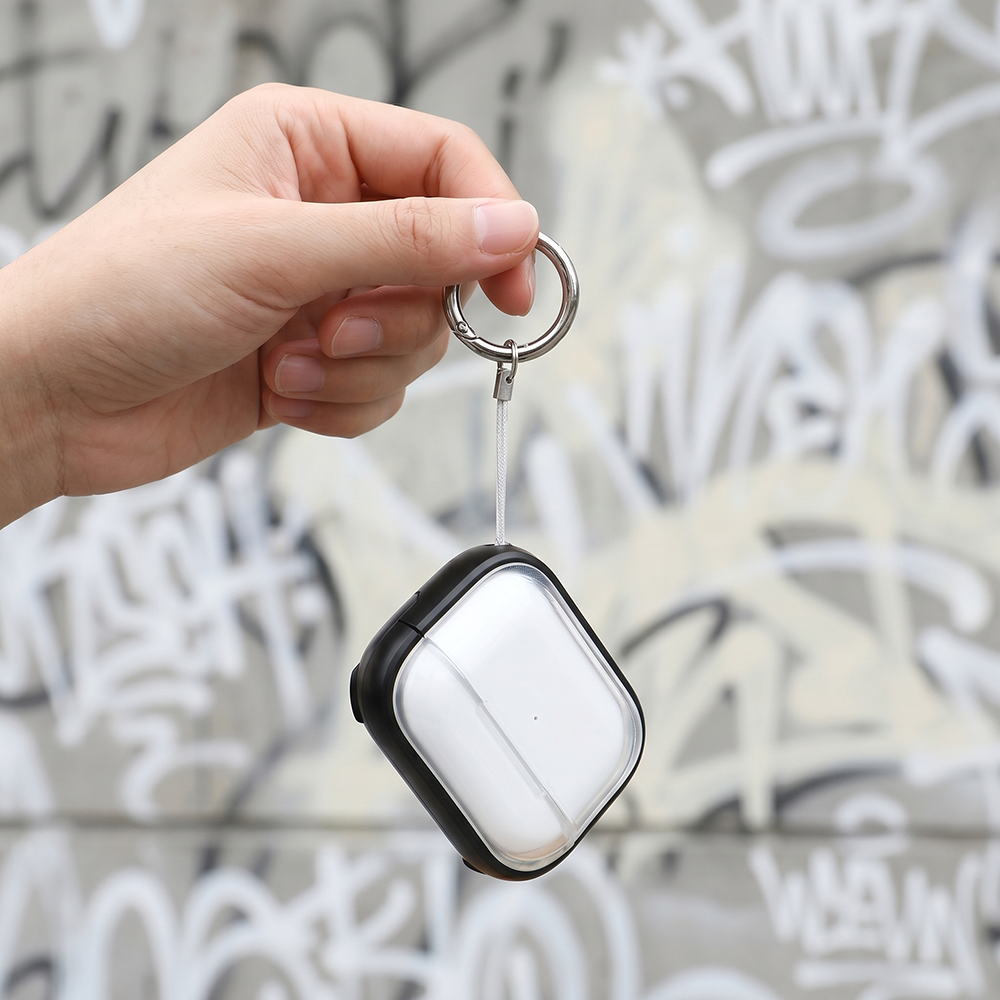 Apple Airpods Uyumlu Stand Özellikli Şeffaf Kulaklık Kılıfı Siyah