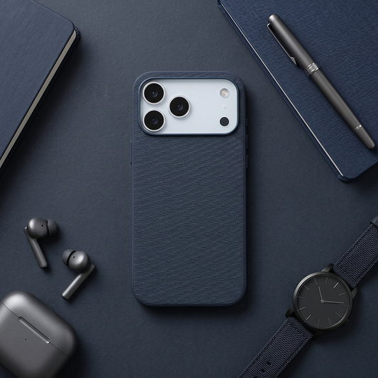 iPhone 17 Pro Max Gizli Magsafeli Mikro Kabartma Premium Telefon Kılıfı - Mavi