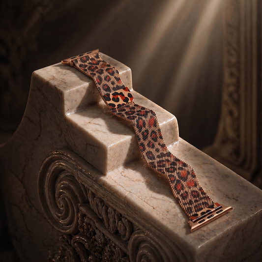 Apple Watch Kadın Kordonu Stainless Steel Leopar