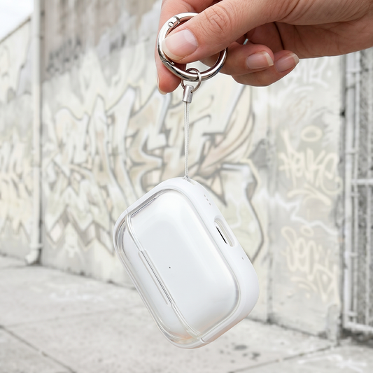 Apple Airpods Uyumlu Stand Özellikli Şeffaf Kulaklık Kılıfı Beyaz