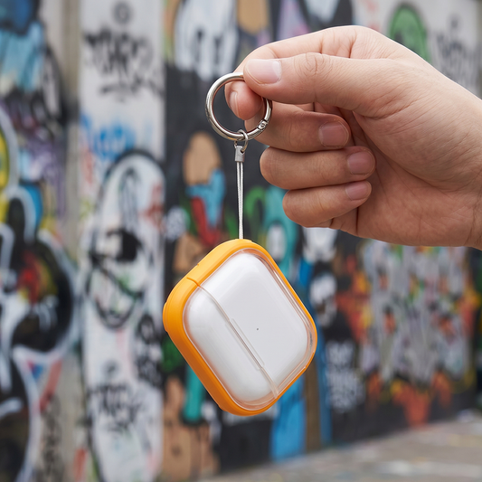 Apple Airpods Uyumlu Stand Özellikli Şeffaf Kulaklık Kılıfı Turuncu