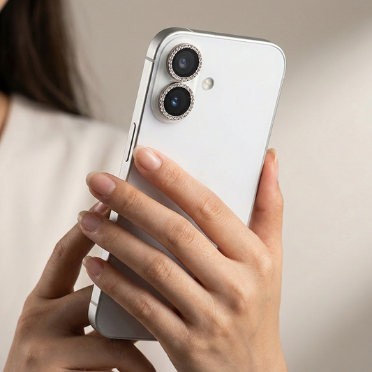 iPhone 17 Kamera Koruyucu Diamond Taşlı Gray
