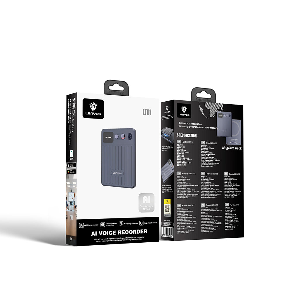 Lenyes LT01 AI Smart Recorder - Yapay Zeka Destekli Ses Kayıt ve Çeviri Cihazı