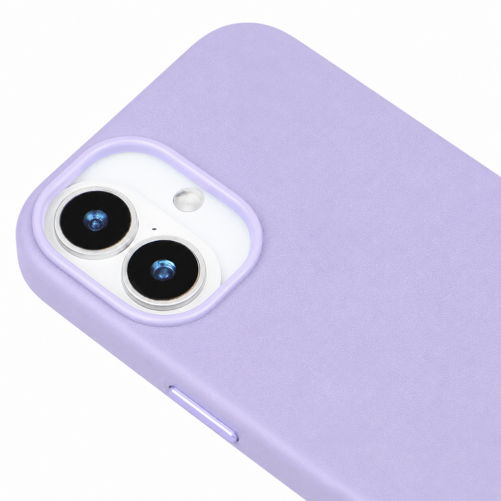iPhone 17 Gizli Magsafeli Vegan Deri Telefon Kılıfı - Lila