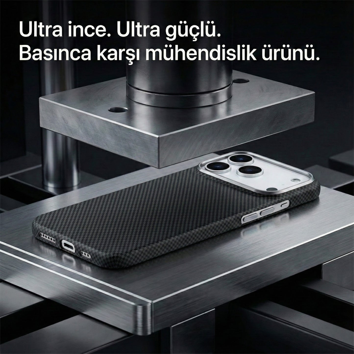 iPhone 17 Pro Kevlar Nettech Magsafe Koyu Telefon Kılıfı