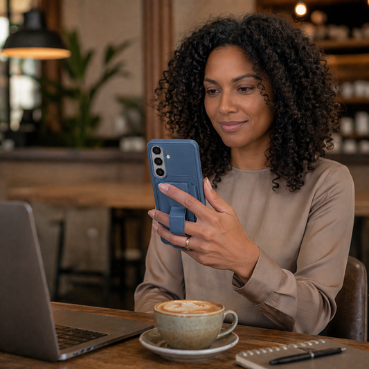 Samsung S26 Manyetik Standlı Kartlıklı Premium Deri Telefon Kılıf Lacivert