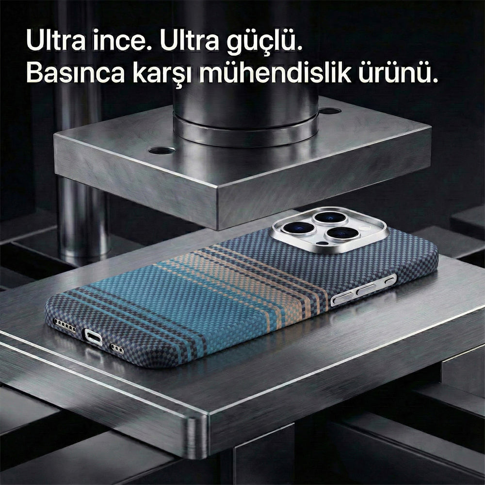 iPhone 16 Pro Kevlar Nettech Magsafe Mavi Lacivert Telefon Kılıfı