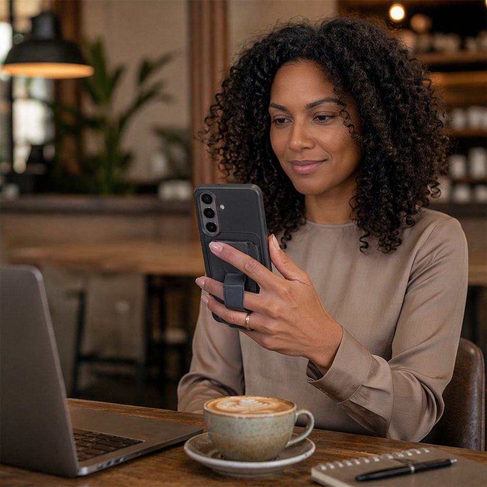 Samsung S26 Manyetik Standlı Kartlıklı Premium Deri Telefon Kılıf Siyah
