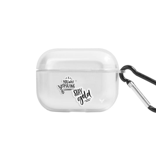 Apple AirPods Pro Stay Gold Şeffaf Kılıfı