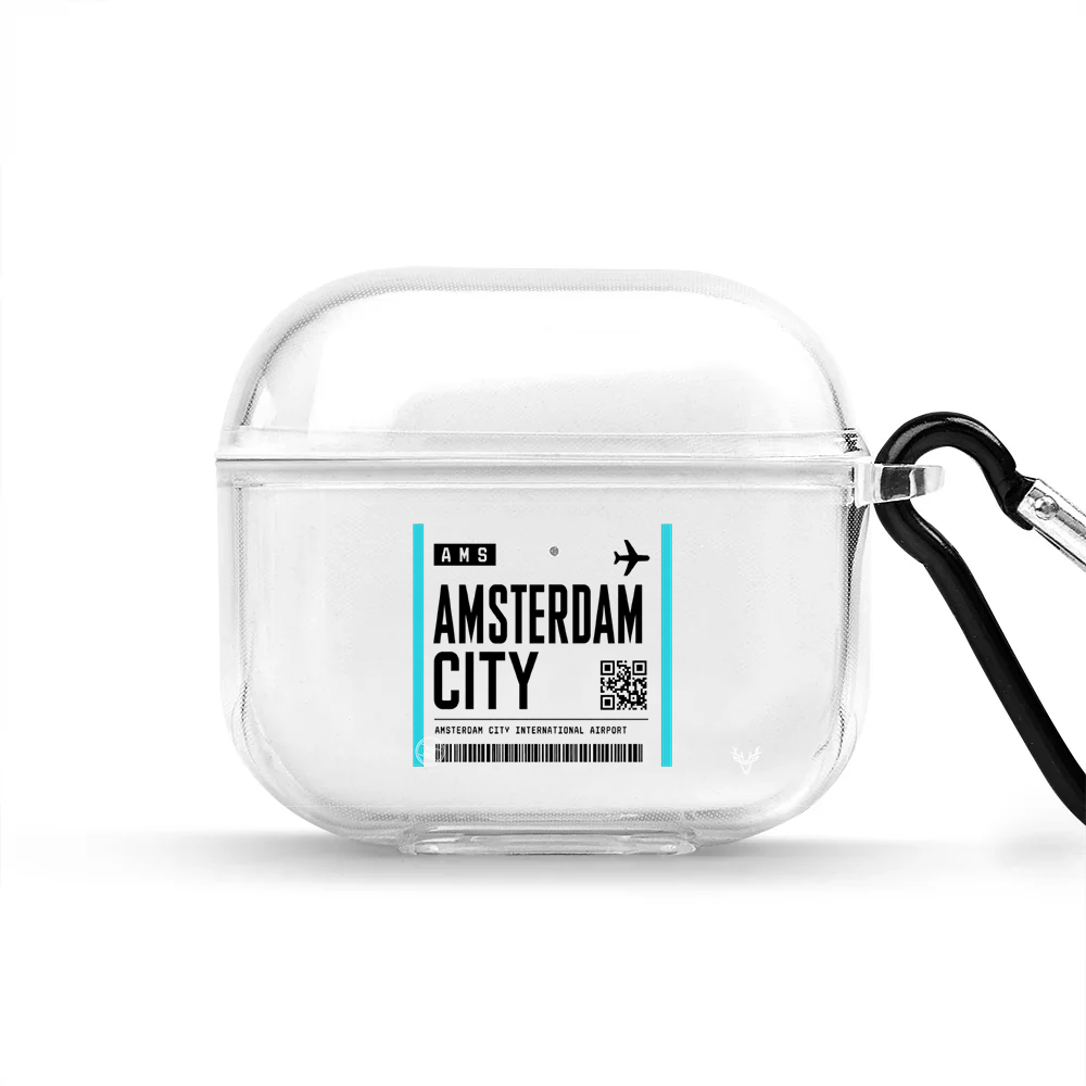 Apple AirPods 4 Amsterdam Boarding Pass Şeffaf Kılıfı
