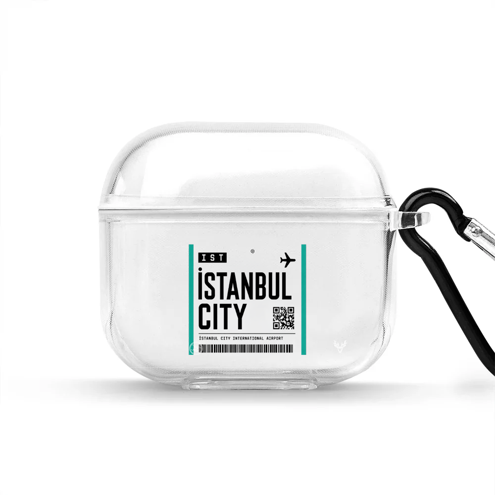 Apple AirPods 3 İstanbul Boarding Pass Şeffaf Kılıfı