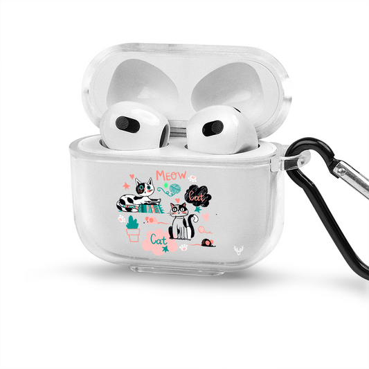 Apple AirPods 3 Cats Şeffaf Kılıfı