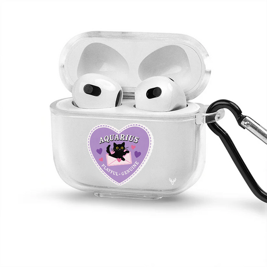 Apple AirPods 4 Burçlar Aquarius Cat Şeffaf Kılıfı
