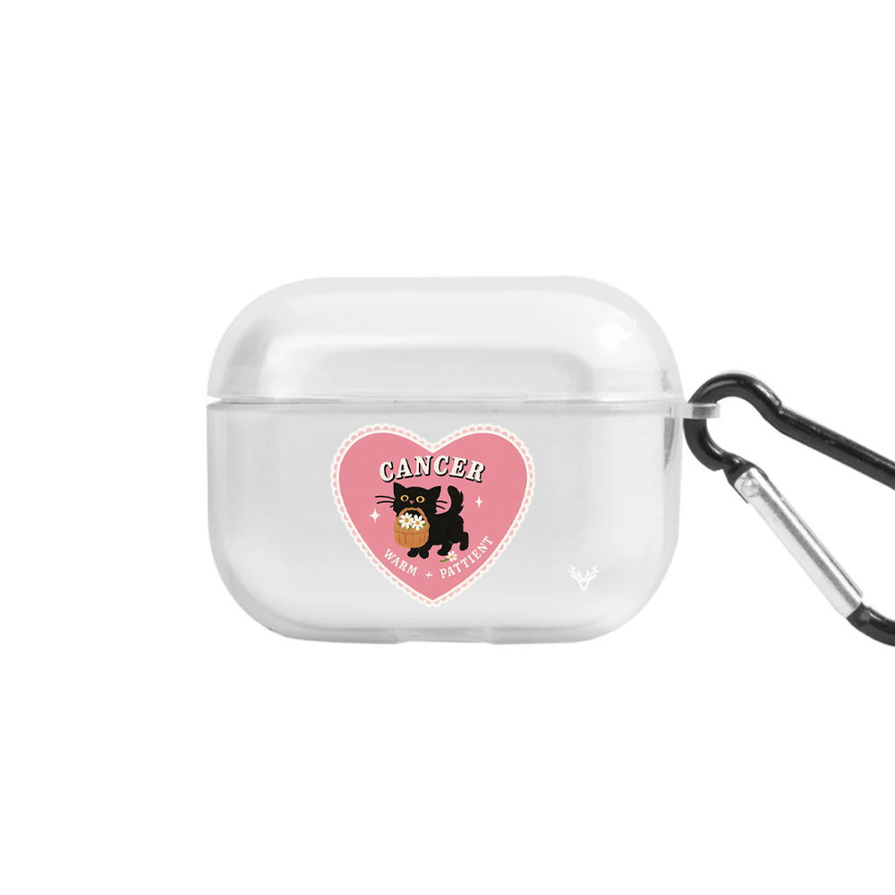Apple AirPods Pro 3 Burçlar Cancer Cat Şeffaf Kılıfı