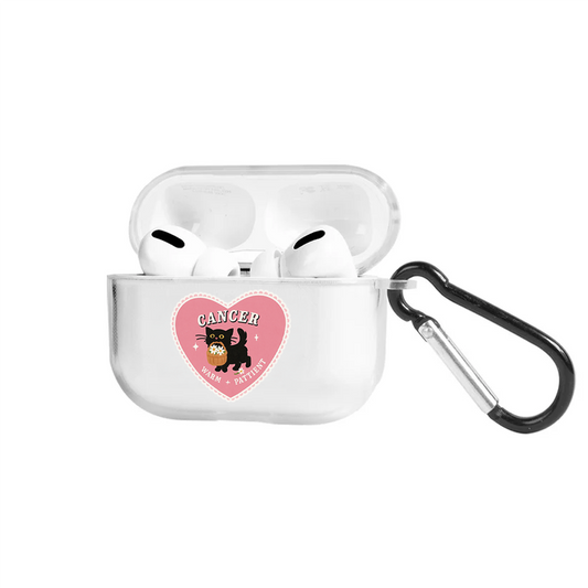 Apple AirPods Pro 2 Burçlar Cancer Cat Şeffaf Kılıfı